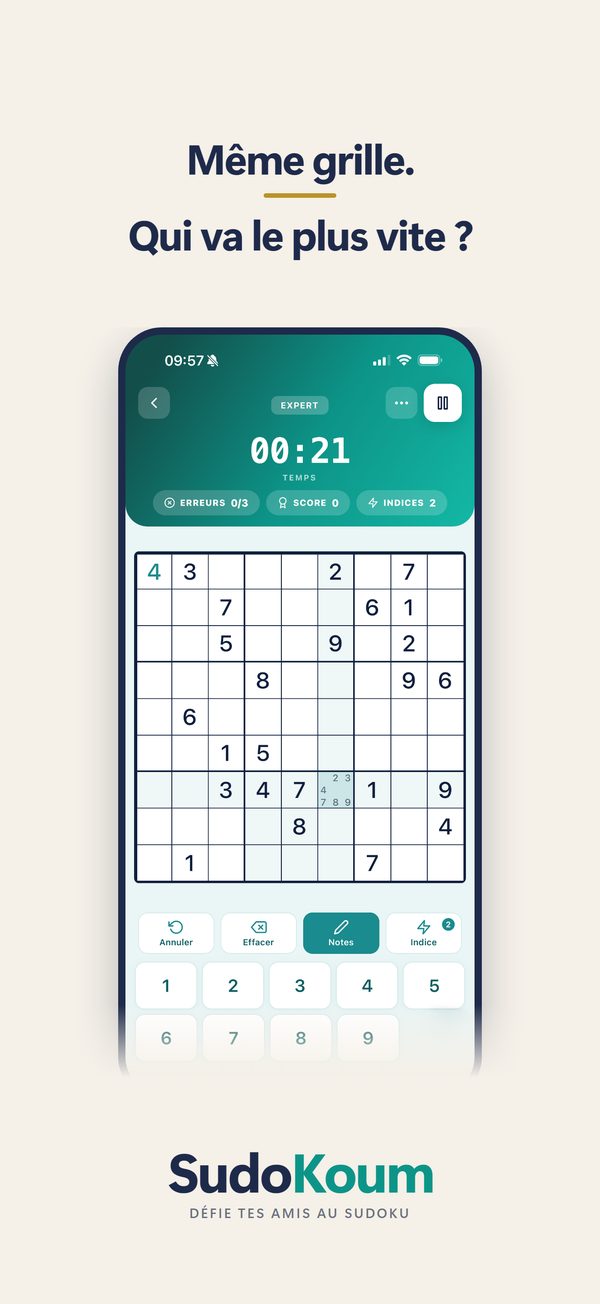 Capture SudoKoum, l'écran de jeu